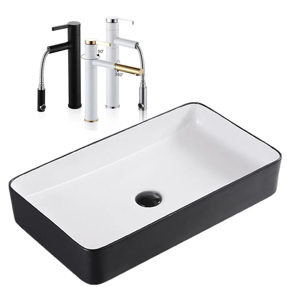 

Керамическая раковина в скандинавском стиле, квадратная раковина, простая черная раковина в европейском стиле для ванной комнаты, раковина для дома