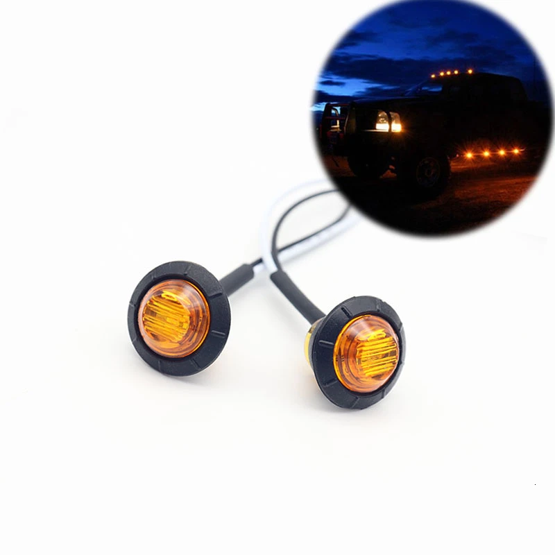 

2pcs Waterproof Amber Side Marker Indicators Light LED 12V Bullet Lamp 3/4"for Truck Trailer Tail Lights