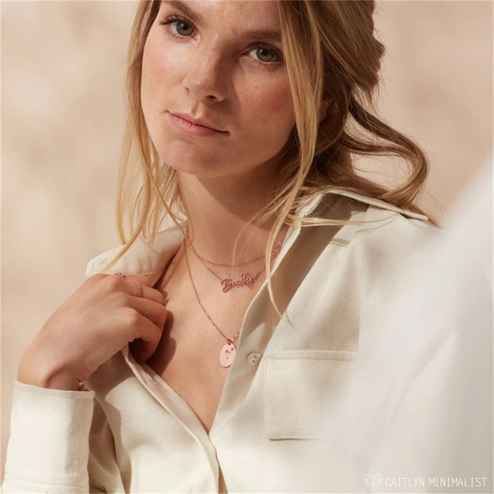 Simple Personality Necklace For Women's Birth Flower Stainless Steel Custom Necklace Gold Plated Women's Fashion Jewelry Design