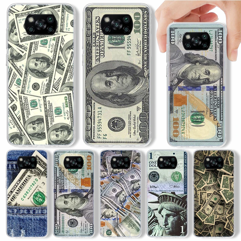 Banknote Dollar Cash Money Phone Case For Xiaomi Poco X3 Nfc X4 Pro M4 M3 M2 F3 F2 F1 Mi Note 10 Lite A3 A2 A1 Soft Cover Silico