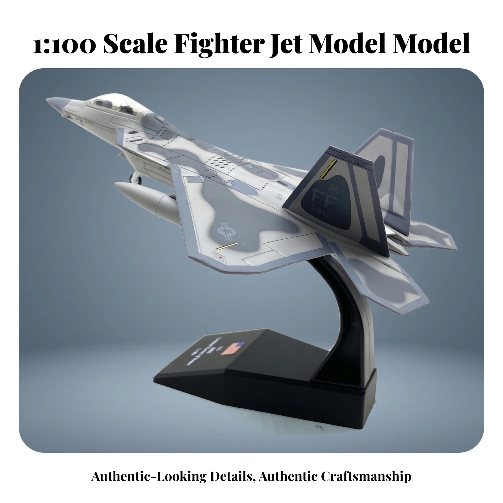 Фото Коллекционная модель статичной модели самолета-истребителя Stealth Fighter в масштабе 1:100 из сплава с черной подставкой для демонстрационной полки №5