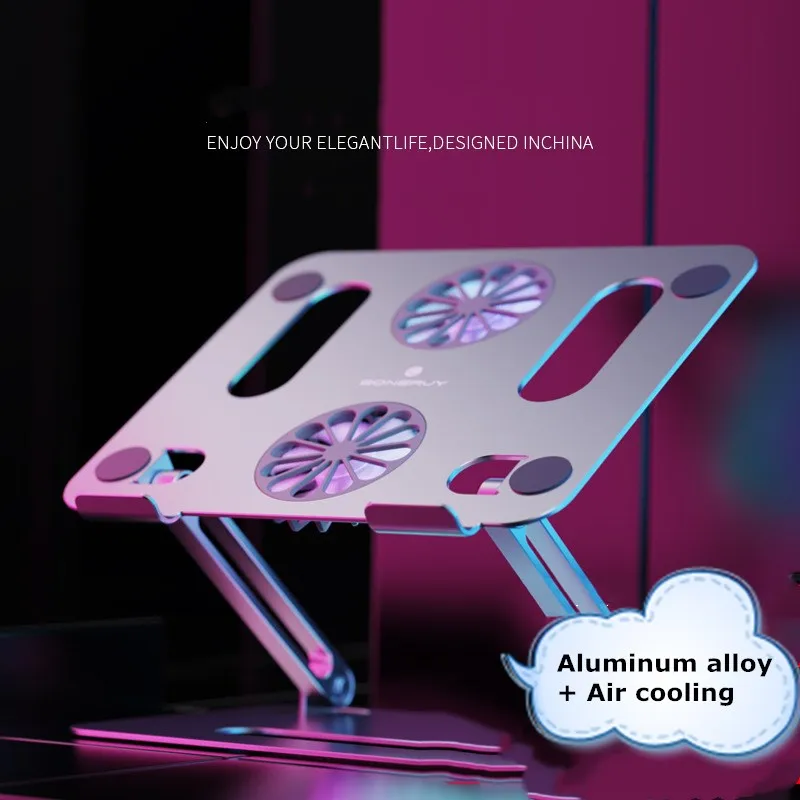 

Laptop Stand Aluminium with 2 Fans Laptop Stand Cooling Pad Foldable Notebook Stand Fan Laptop Cooler Ergonomic Macbook Pro