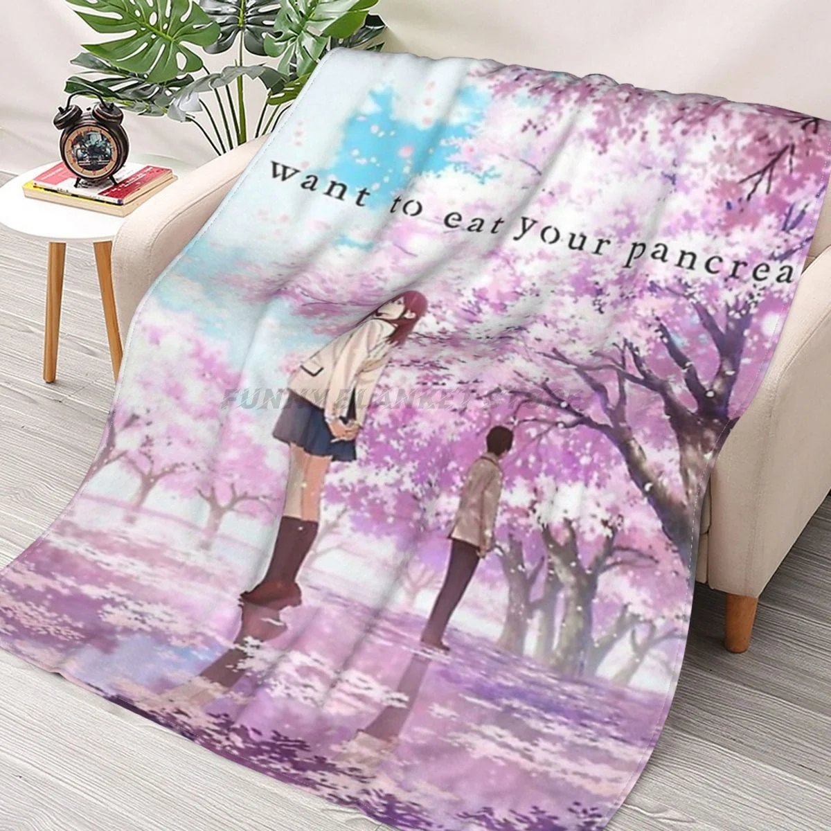 

I Want To Eat Your Pancreas - Throws Blankets Collage Flannel Ultra-Soft Warm picnic blanket bedspread on the bed