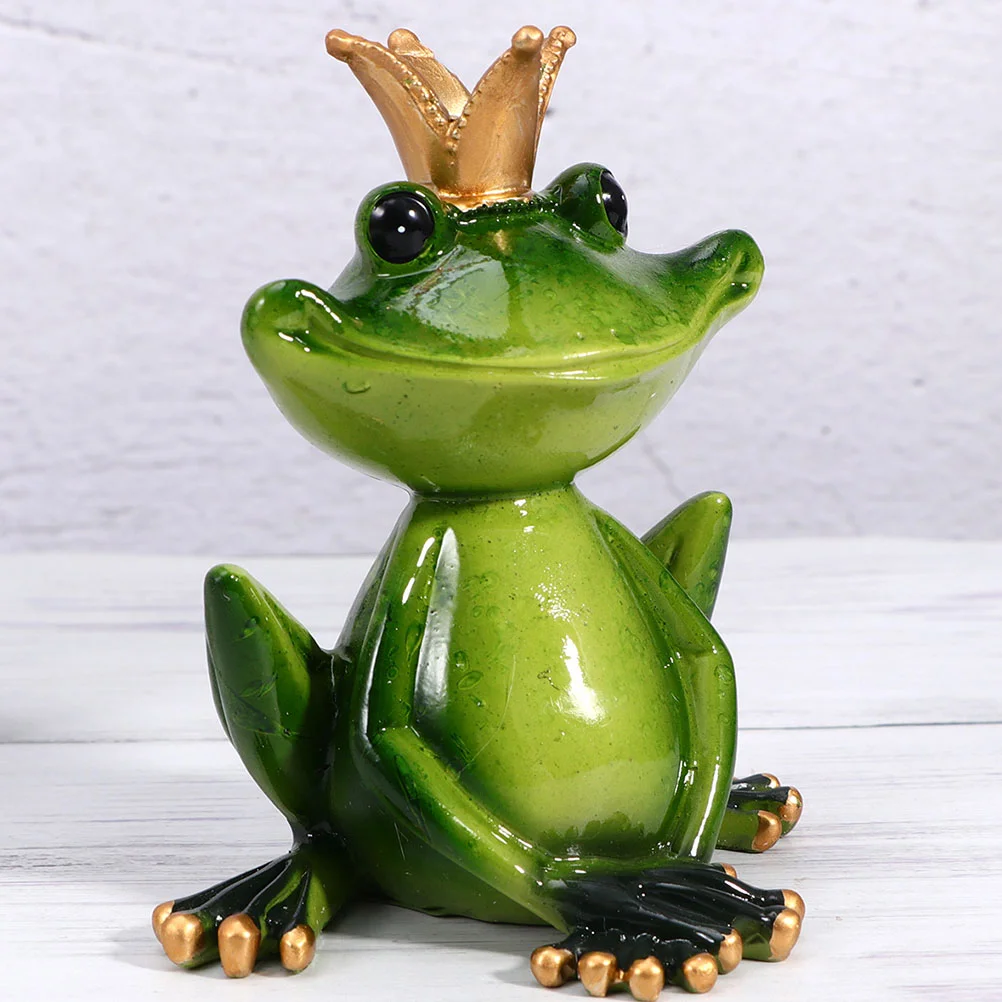 

Frog Garden Ornament Crown Statue Statues Prince Decorative Figures Resin Cute Figurines Zen Outdoor Lawn Sculpture