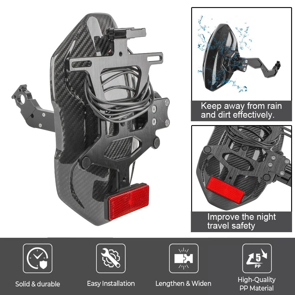 Настоящее углеродное волокно брызговик на заднее колесо со светодиодной
