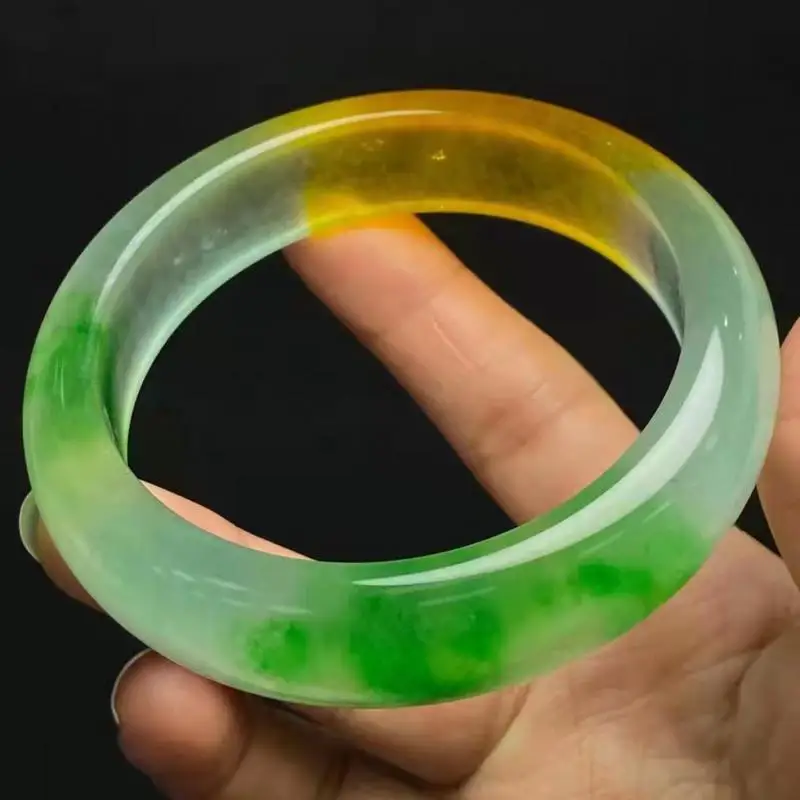 

Certified Jade Bangles Tricolor Myanmar Jadeite Jewelry 100% Genuine Natural High Ice Grade A Burma Jades Bangle Bracelet Women