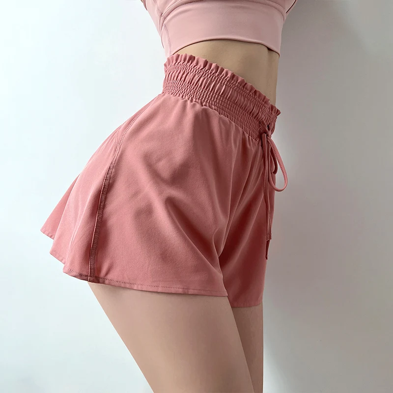 MITAOGIRL Fake Two-piece Anti-glare Yoga Shorts Quick-drying Sports Shorts for Women Fitness Gym Workout Shorts Summer