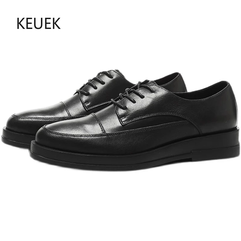 

New Design Men Casual Business Leather Shoes Genuine Leather Thick Sole Derby Shoes Male Dress Fashion Wedding Moccasins 5A