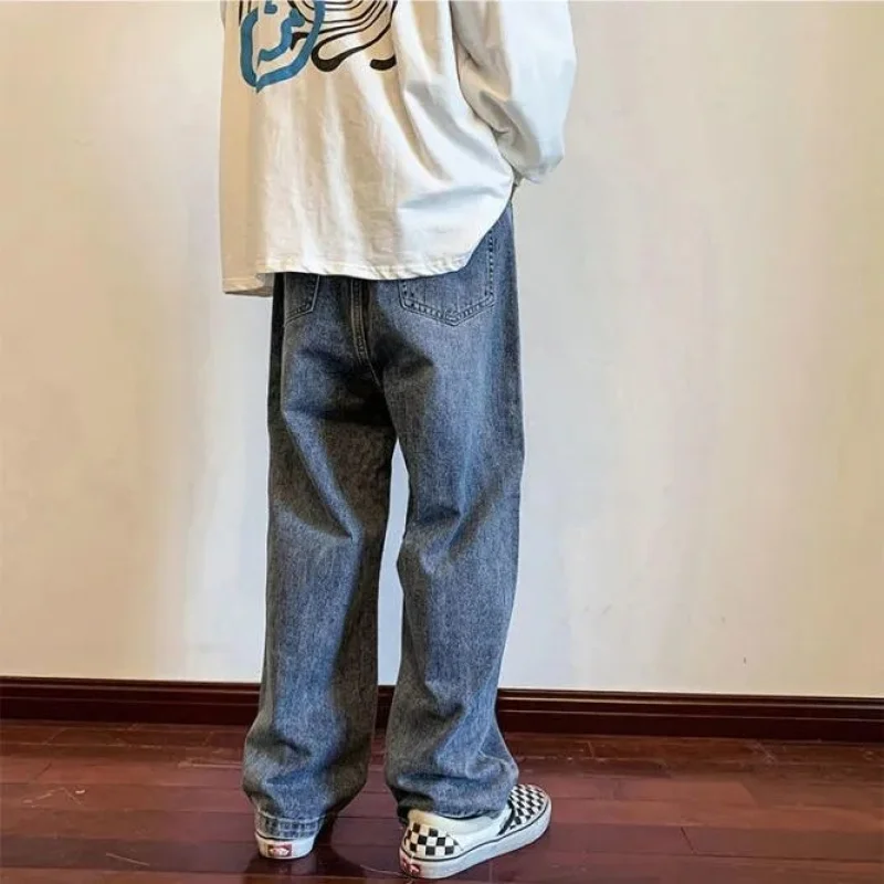Y2K Man Clothes Streetwear Vintage Oversized Men's Blue Jeans High Street Straight Male Catgo Pants Baggy Trousers Men Teenager