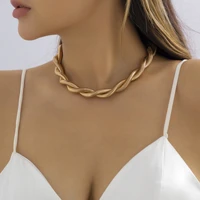 unique sexy twisted snake chunky chain necklace for women men vintage smooth link clavicle choker grunge jewelry new bijoux 2022