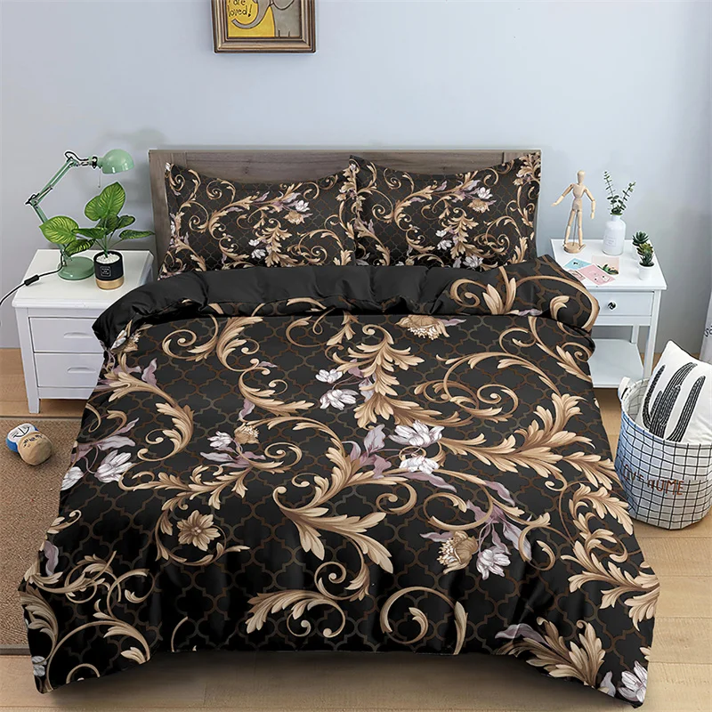 

Floral Retro Luxury Duvet Cover Flower Leaves King Bedding Set Spring Blossom Garden Comforter Cover Farmhouse Petals Botanical