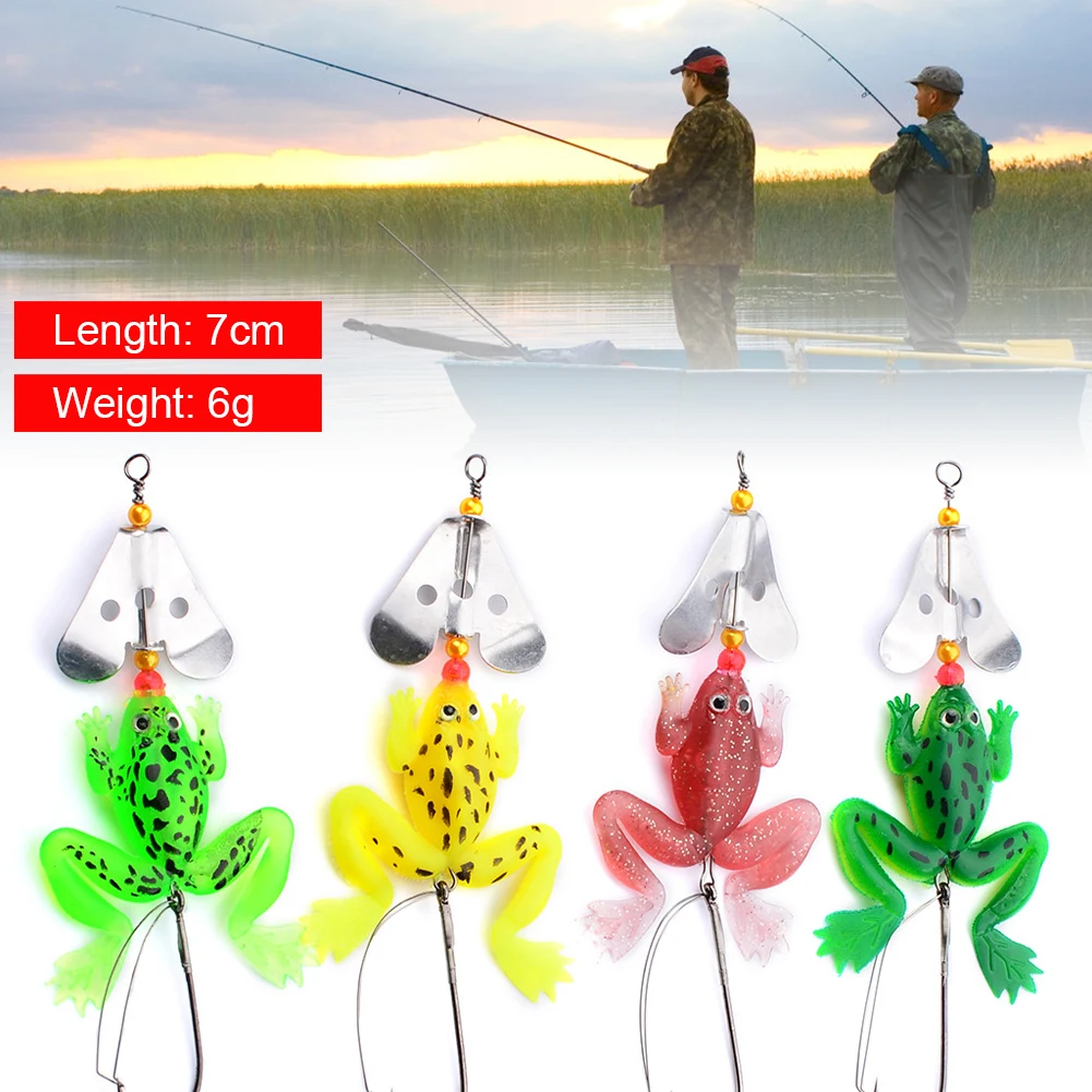 

1pc 9cm/6g Soft Fishing Lures Artificial Frog 4 Colors Frog Lure with Hook Soft Bait Fishing Bait Saltwater Freshwater Tackle