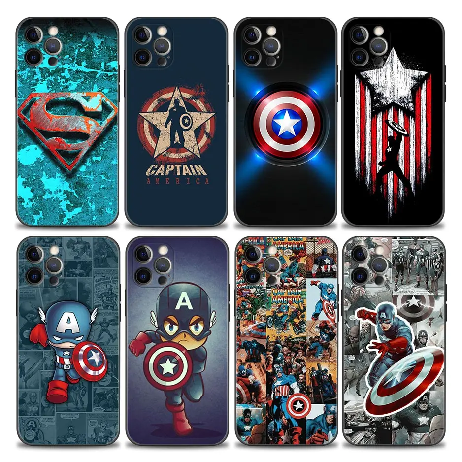

America Captain Marvel Phone Case for iPhone 11 12 13 Pro Max 7 8 SE XR XS Max 5 5s 6 6s Plus Black Soft Silicone