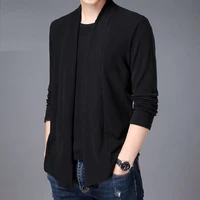 mens fashion lapel fake two piece long sleeved cardigan t shirt spring and autumn korean version personality t shirt men