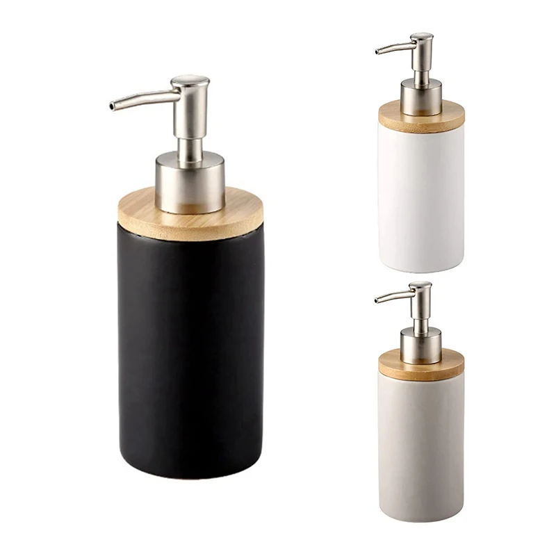 

400Ml Ceramic Soap Dispenser, Nordic Style, Lotion Dispenser Soap Dispenser For Kitchen And Bathroom-ABUX