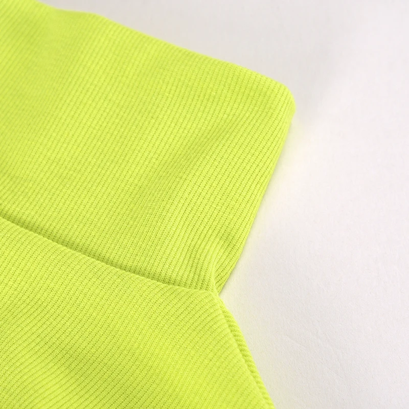 Women Knitted Ribbed Clothes Neon Green Turtleneck Sweaters Shirts Long Sleeve Top Slim Fit Winter Autumn Shirt Pullover M0243 | Женская