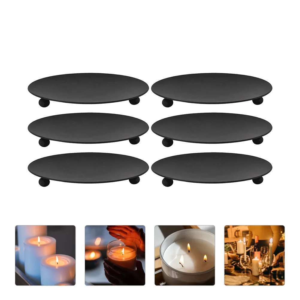

6Pcs Iron Candle Plate Tabletop Decor Wedding Candlestick Candle Display Tray