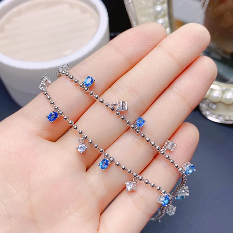 Женский браслет из серебра 925 пробы с натуральным топазом