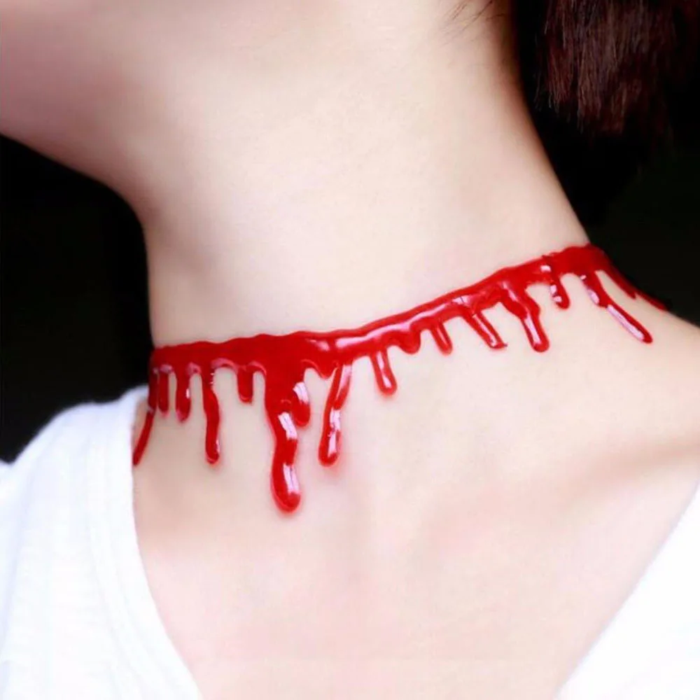 Ожерелье в виде кровавого шрама на Хэллоуин искусственное ожерелье для косплея
