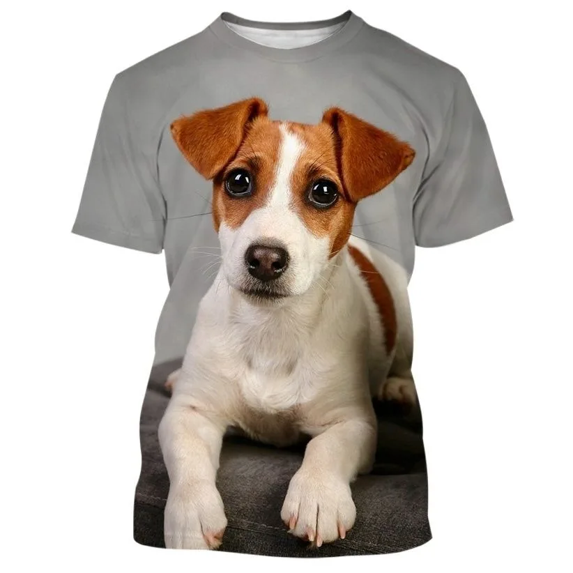 

3D animal printed men's T-shirt cute dog casual street fashion men's clothing, top, 2023
