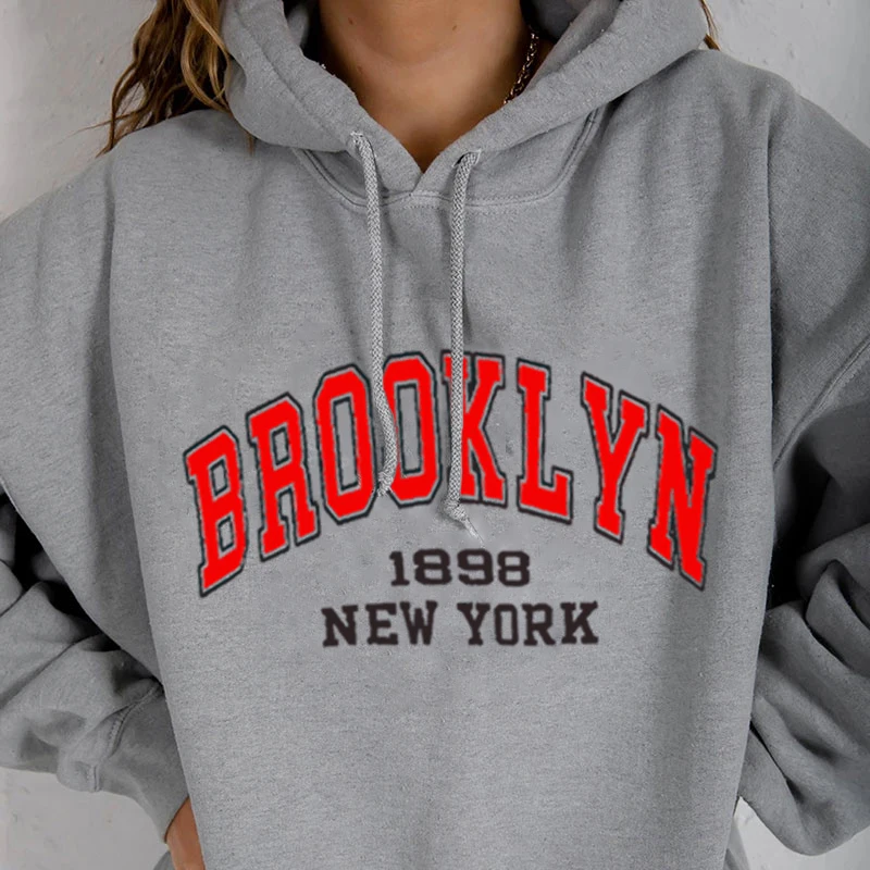 Худи мужское с надписью Boston Brooklyn New York модная повседневная толстовка унисекс