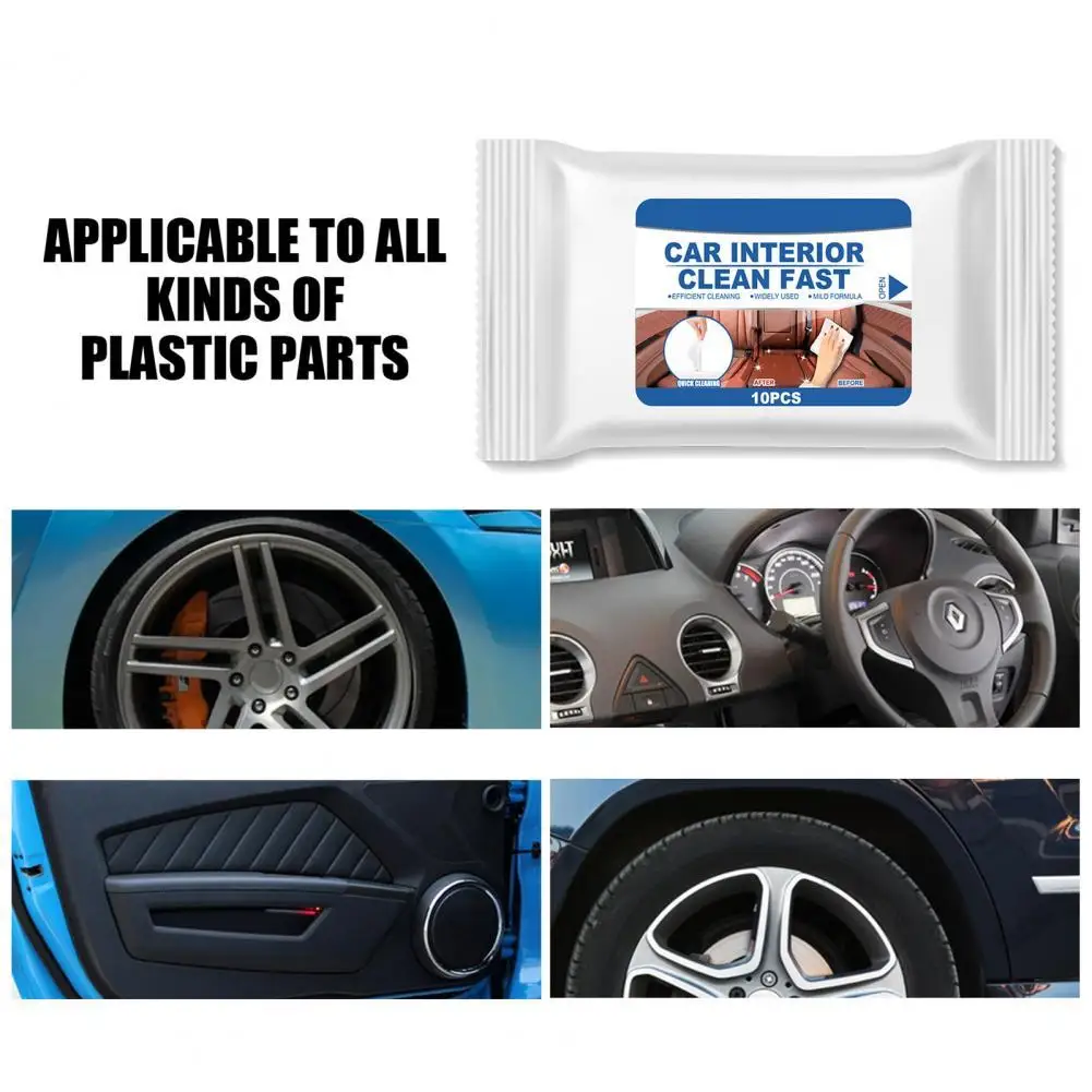 

10Pcs/Bag Car Interior Cleaner Moisture Car Cleaning Wipe Truck Cleaner Wipes Paper Sheet