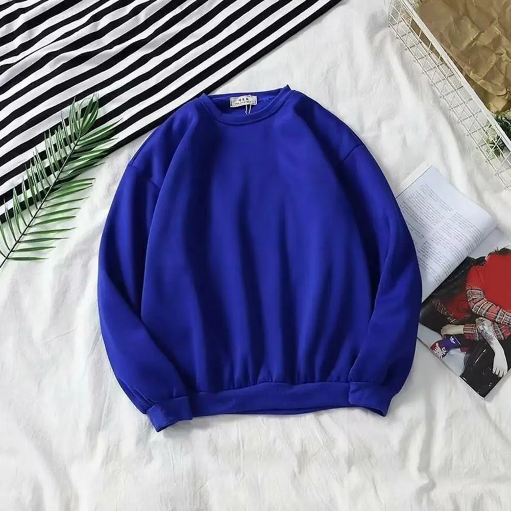 

Men Sweatshirt Round Neck Autumn Sweatshirt Men Solid Color Sweatshirt Top