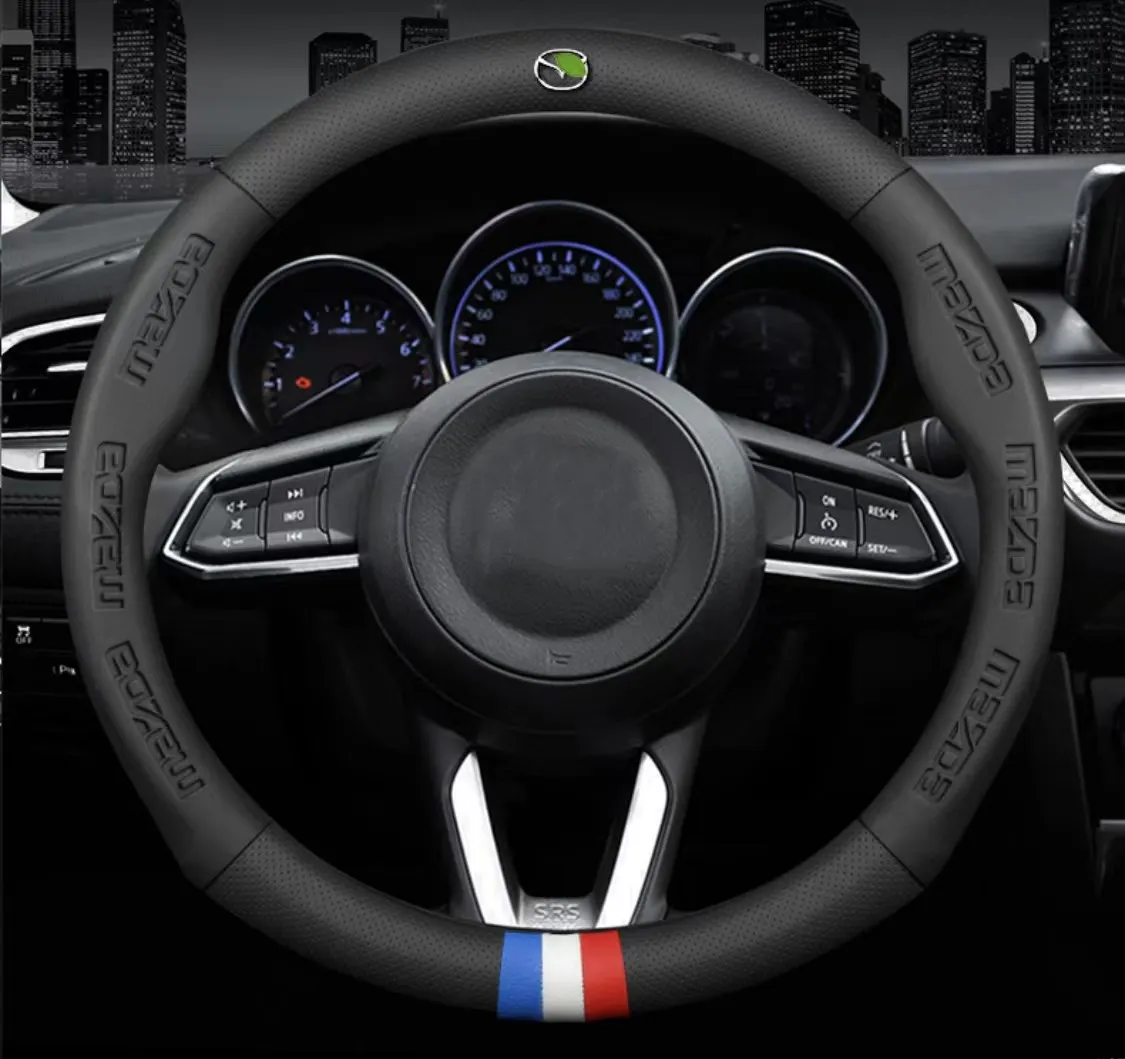 

Car 3D Embossing Logo Breathable Steering Wheel Cover For Mazda 2 3 5 6 Axela Atenza MX5 CX3 CX4 CX5 CX7 CX9 RX8 RX7 MX3 Takeri