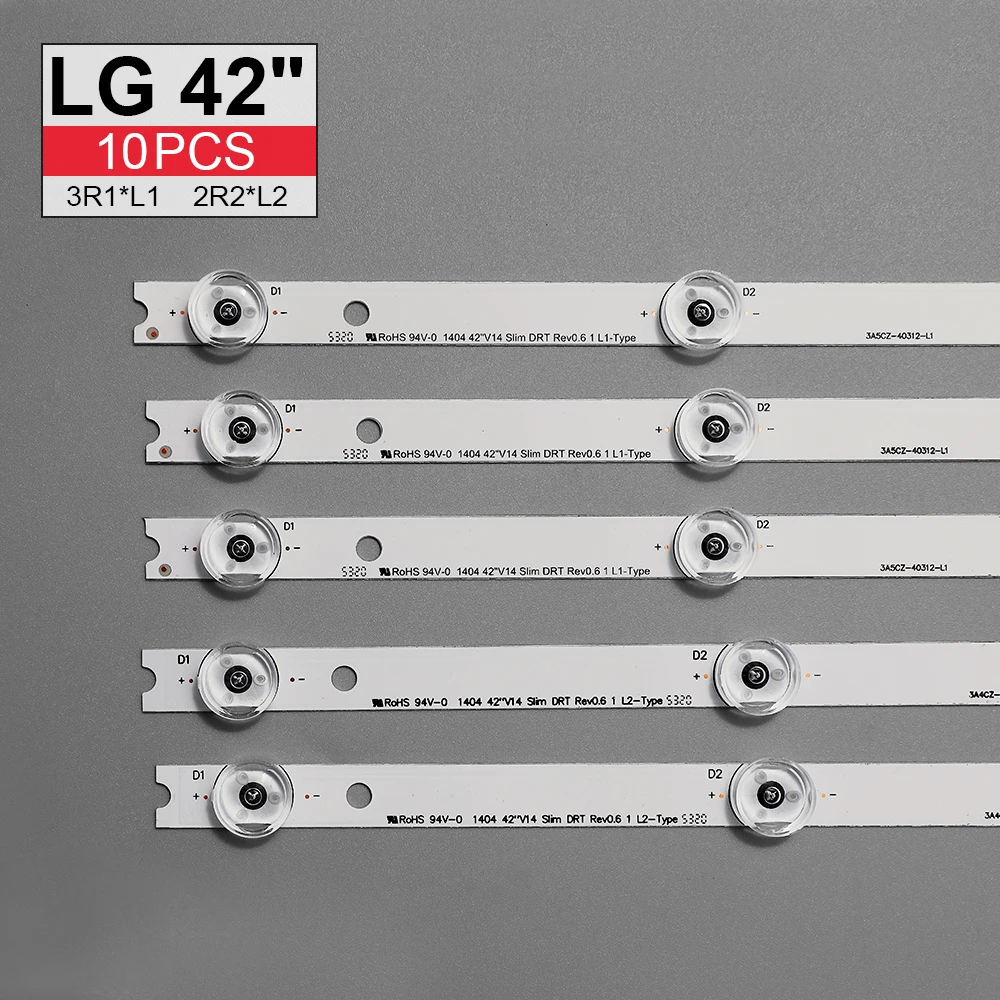 10 шт. светодиодный ная подсветка для LG 42 &quotTV V14 Slim DRT Rev0.6 6916L 1682A 1684A 1683B LC420DUH 42LY970H