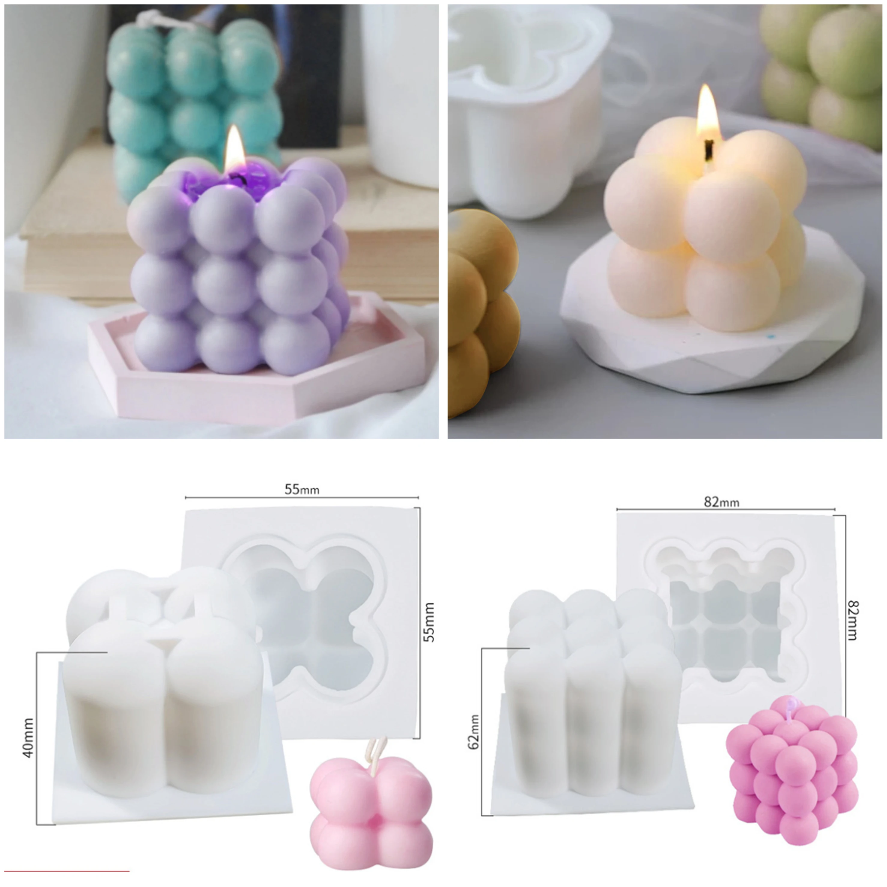 

DIY Candles Mould Wax Candles Mold Aromatherapy Plaster Candle 3D Silicone Mold Handmade Soy Cube Soap Molds