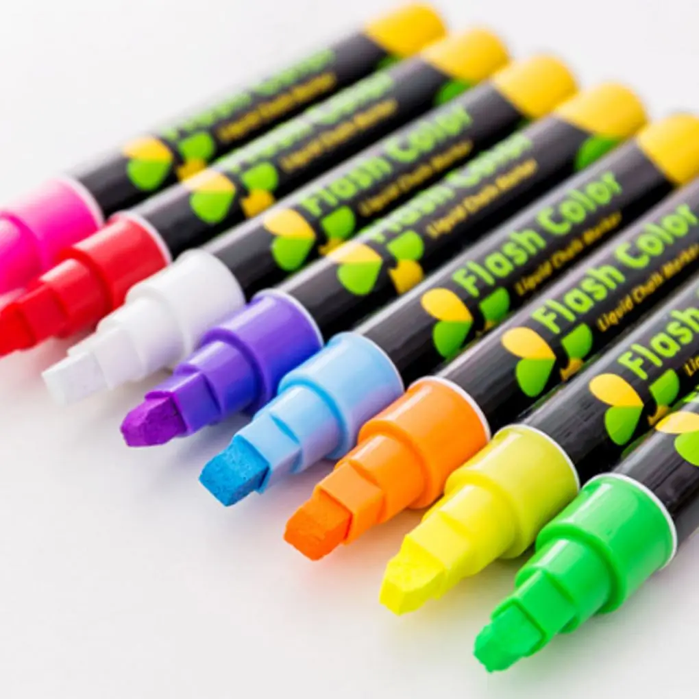 

8pcs Liquid Chalk Erasable Fluorescent Marker Pen Whiteboard LED Chalkboard School Colorful Art Painting Highlighter