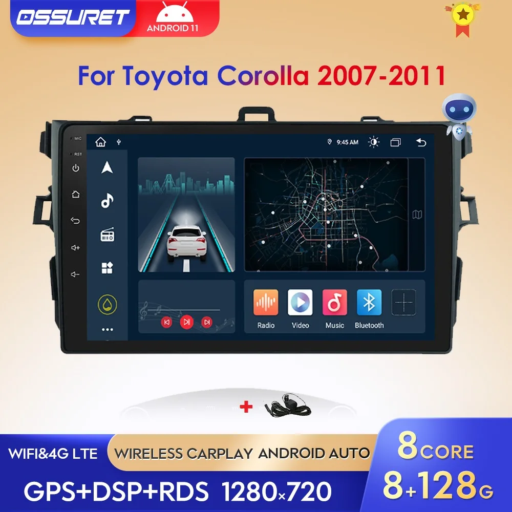 

android 10 Car Radio Multimedia Player 2Din For Toyota COROLLA 2007-2011 with wifi 4G bluetooth OBD2 TV mirror link