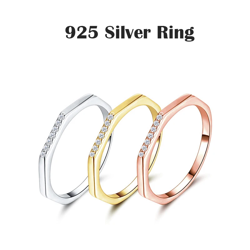 

Silver 925 Rings Octagon Romance Rings for Women Exquisite German Craftsmanship Jewelry Gift White Gold Plating Sweet Woman Ring