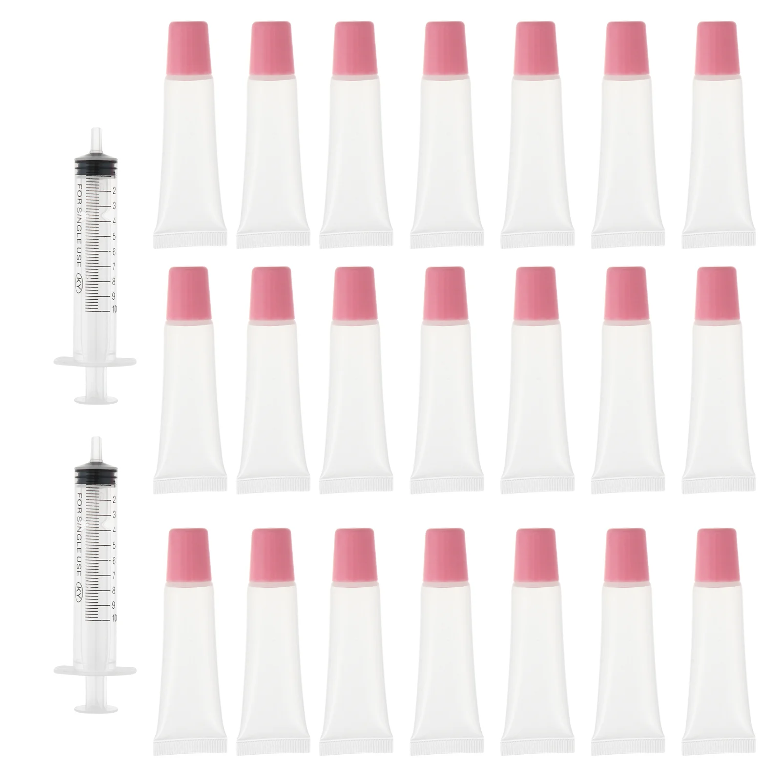 

40pcs 10ml DIY Lip Gloss Container Makeup Sample Bottles with 2pcs Syringes