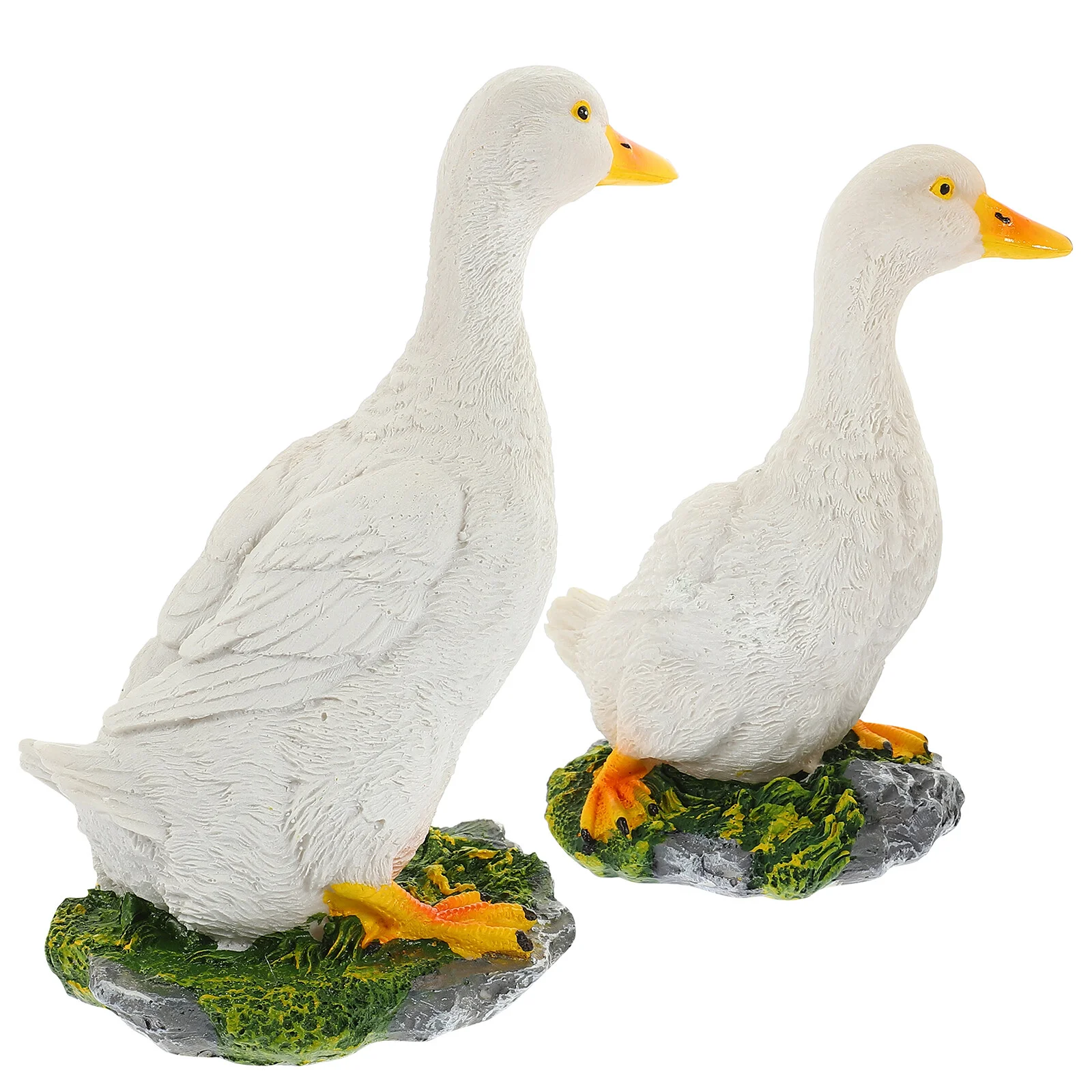 

2 Pcs Car Ducks Garden Accessories Statue Simulation Ornaments Figurine Resin Adornment Convenient Fake Model