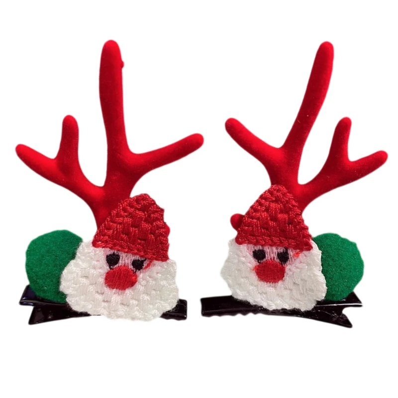 

Antlers Hair Side Clips Knit Deer Bangs Duckbill Clips Christmas Tree Hat Hair Grips Ponytail Decor Party Hair Barrettes