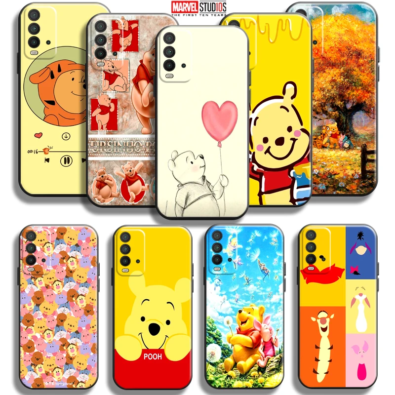 

Cute Winnie The Pooh Phone Case For Xiaomi Redmi 9T 6.53 Inch Carcasa Coque Silicone Cover Soft Funda Black