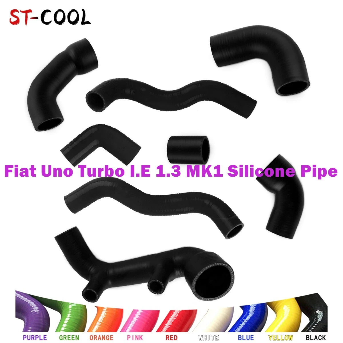 

For 1983-1989 Fiat Uno Turbo I.E 1.3 MK1 Radiator+Intercooler+Air Intake Repalcement Connector Silicone Pipe Tube Hoses Kit 8Pcs