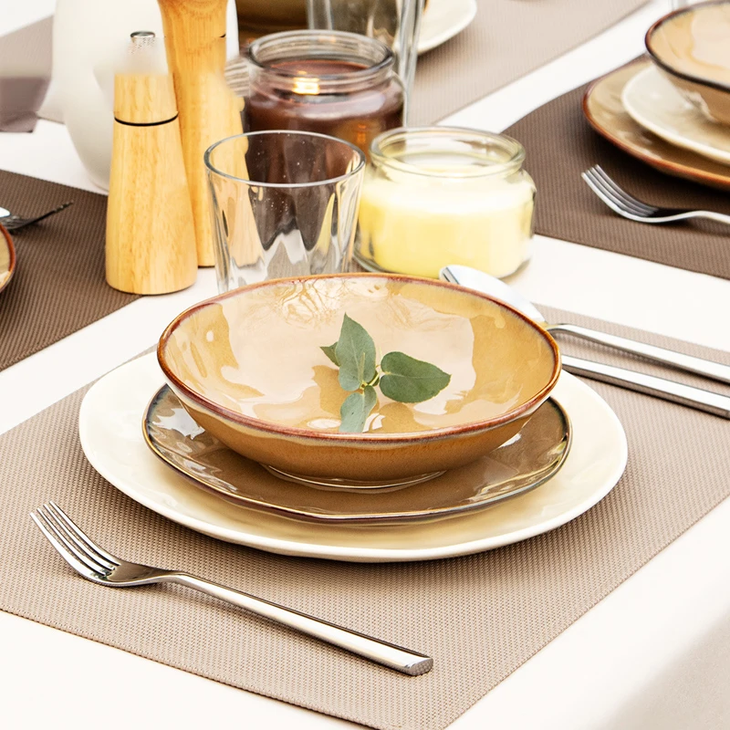 

Japanese Food Plate Sets Kitchen Modern Porcelain Dinner Plate Sets Luxury Festive Salad Vaisselle Cuisine Crockery Dinner Sets