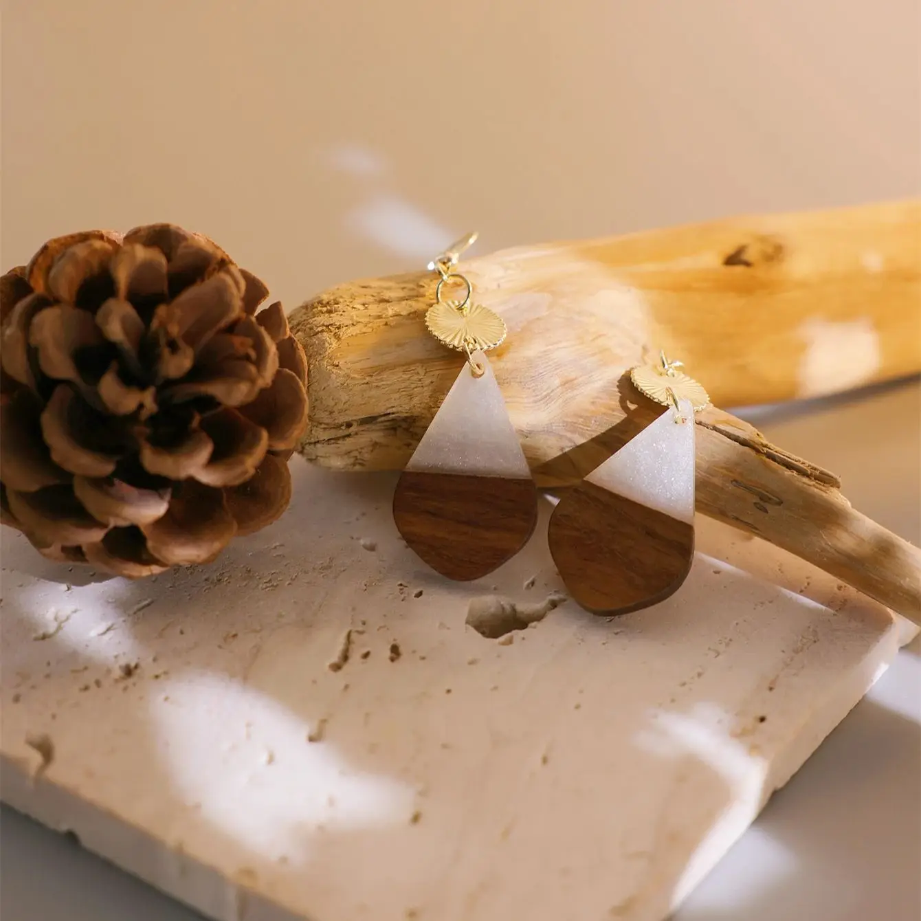 1 Пара Круглых Серег В Стиле Ретро Деревянные Бусины Висячие Серьги С Каплями