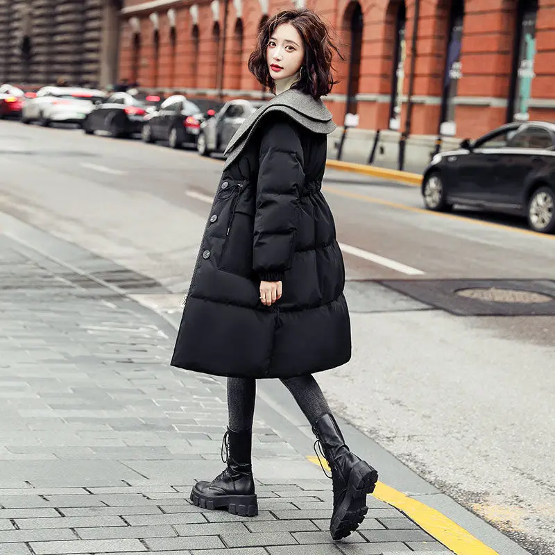 New Winter Coats for Women Down Jacket Parkas Jackets Doll Collar Korean Fashion Snow Clothes Mid-length White Duck Down Coat