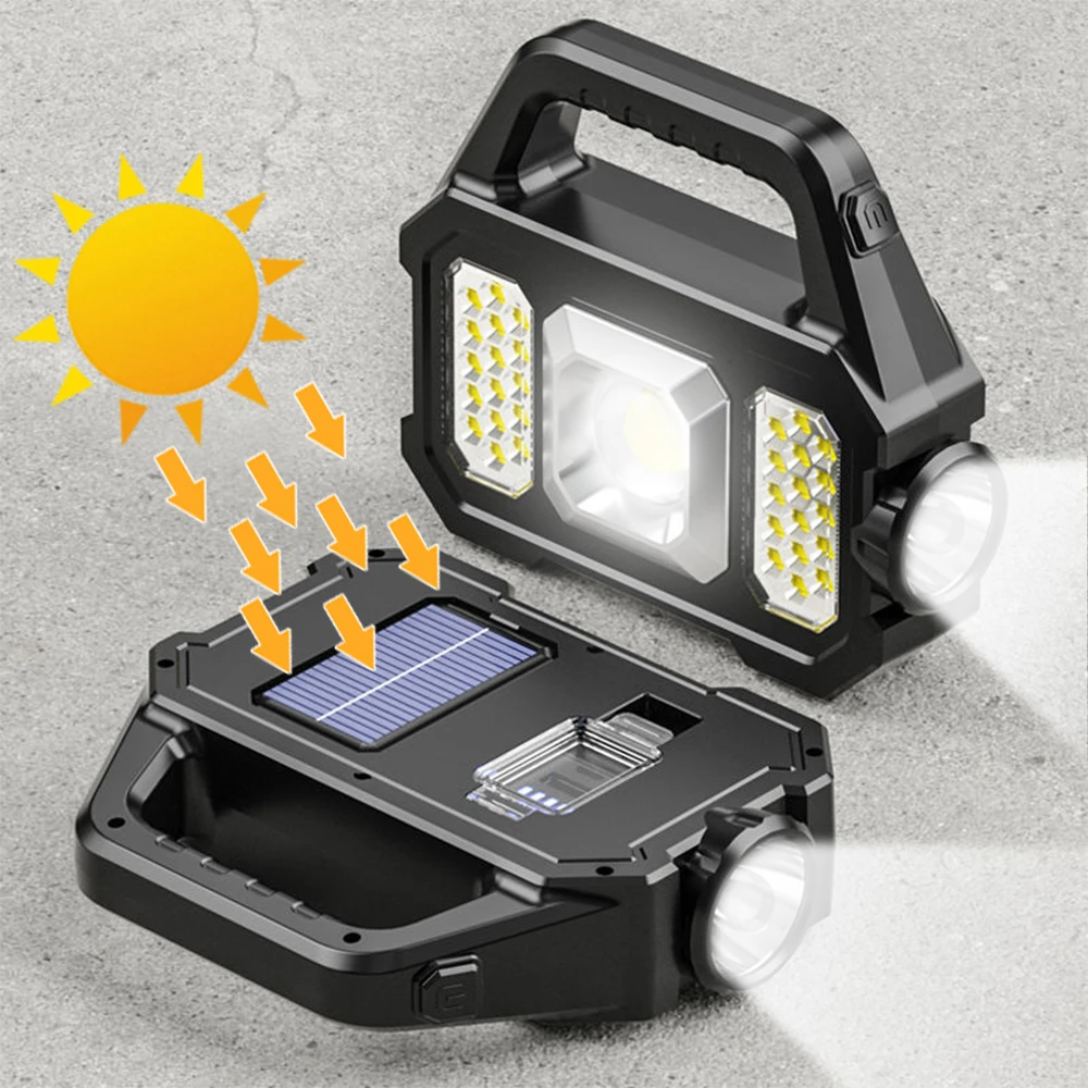 

Car 500lm USB Rechargeable LED Flashlight Portable Powerful Lantern 6 Gears Torch Handheld Solar Charging for Camping Hiking