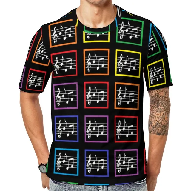 men's shirt with musical notes