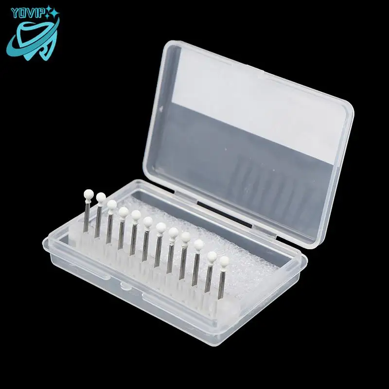 

12pcs Dental Flame Cone Round White Stone Polisher FG Burs for Polishing Dental Clinic Metal Resin Porcelain