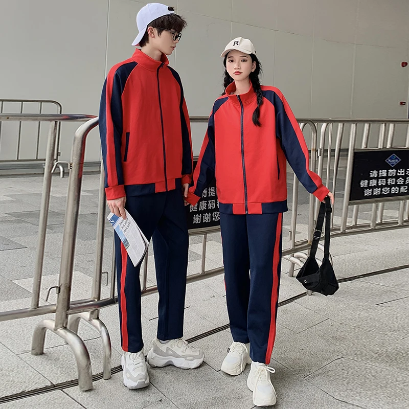 Custom leisure sports suit Spring and autumn loose fitness students sports  wear pair two pieces