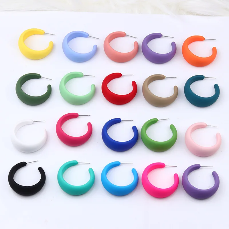 

C Ring Geometric Ear Ring Ear Stud Earrings Candy Colored Exaggerated Earrings Acrylic Earrings for Women