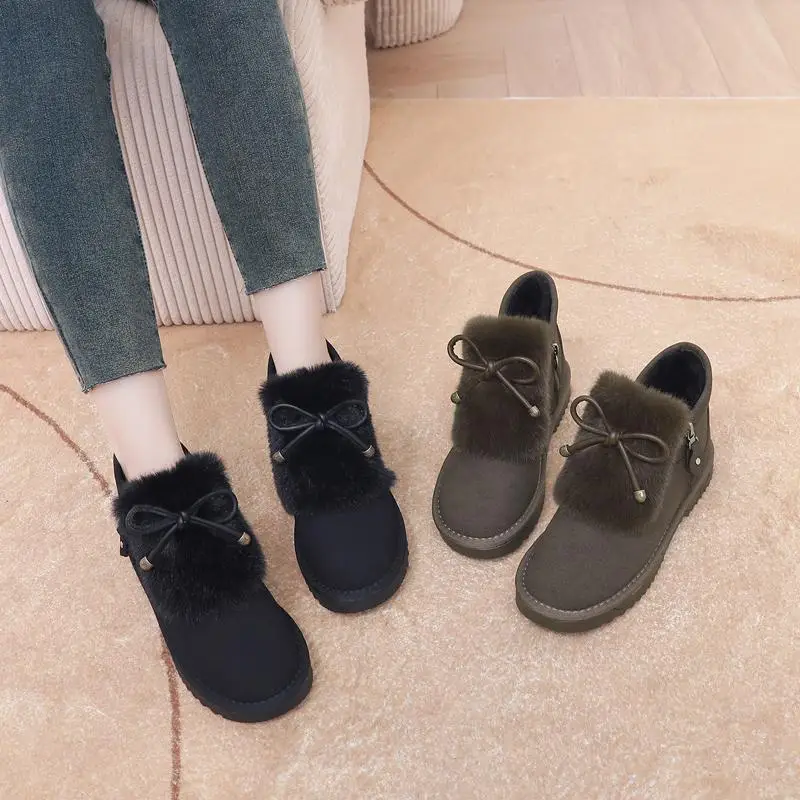 Зимние ботинки на меху кожаная женская обувь женские австралийские плюшевые