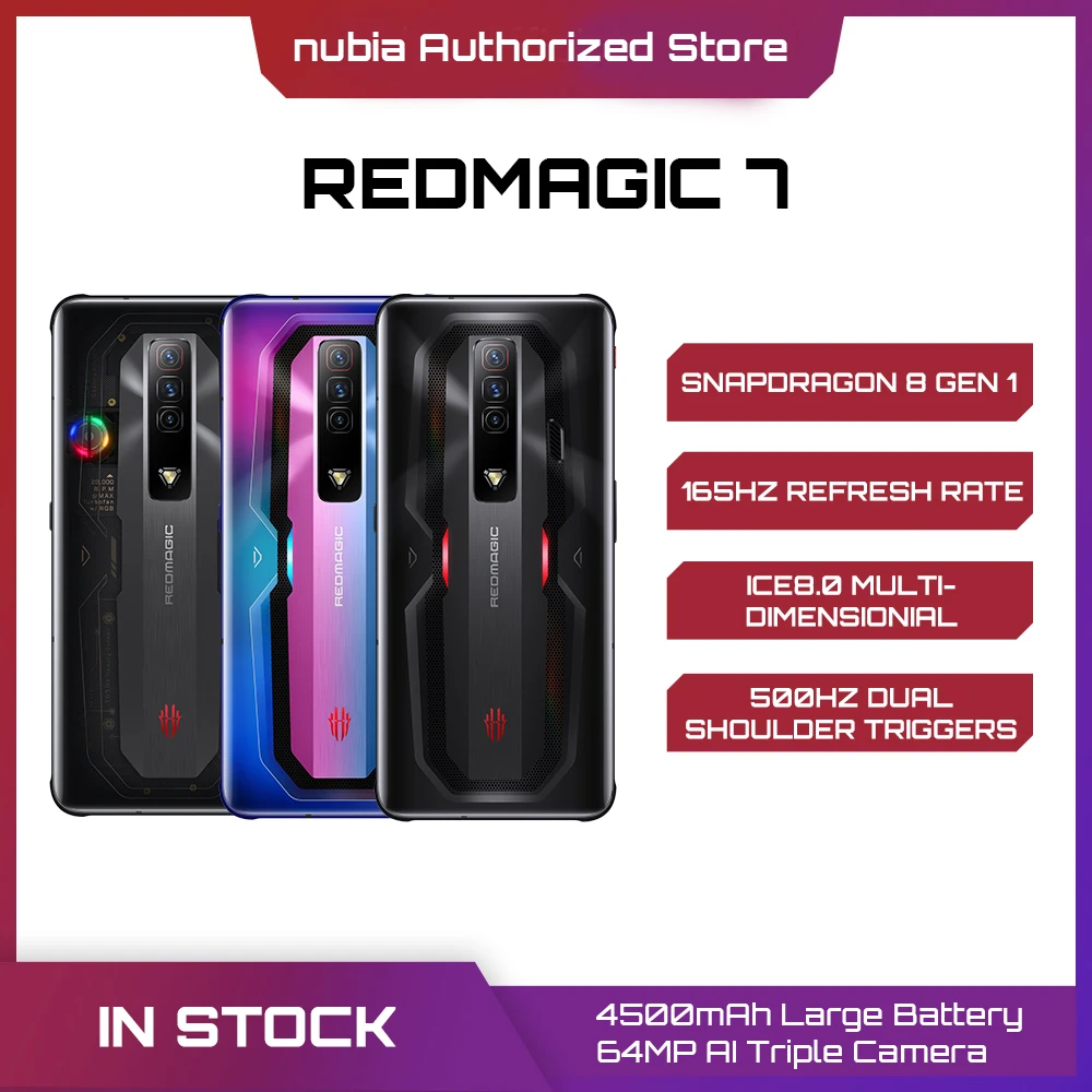 FEDEX/DHL Free Nubia REDMAGIC 7 Gaming Phone Global Version 6.8'' 165Hz AMOLED Snapdragon Octa Core 64MP Camera Cellphone