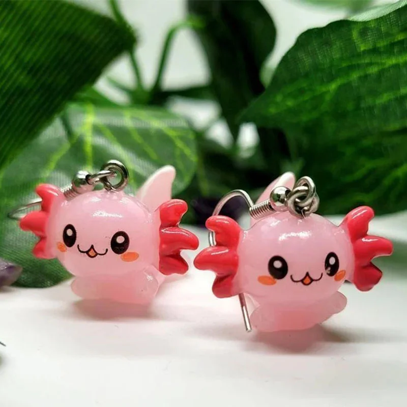 

Cute Pink Axolotl Dangle Earrings Hypoallergenic Animal Drop Earrings Kawaii New Trendy Birthday Gift