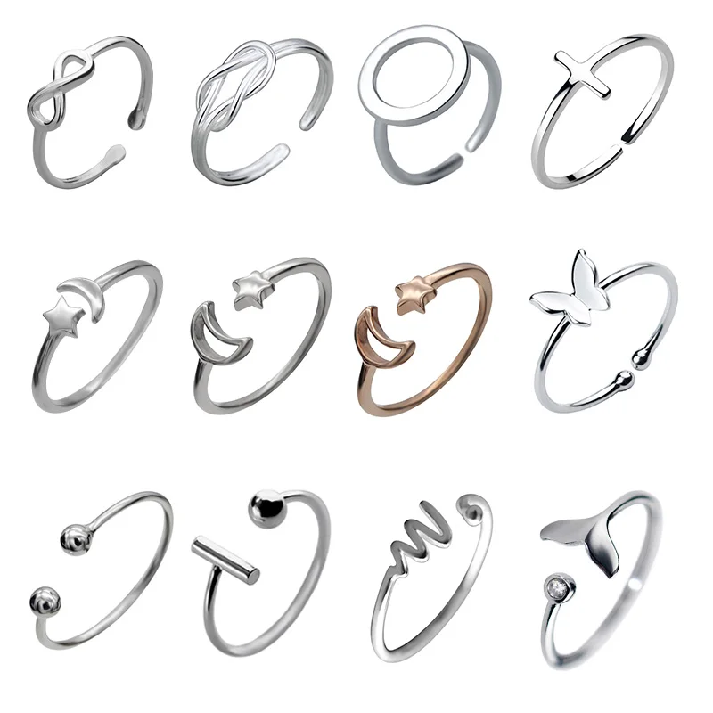 

TrustDavis 100% 925 Real Sterling Silver Fashion Infinity 8 Cocktail Opening Ring Sizable 5 6 7 Girls Kids Xmas Gift XY654